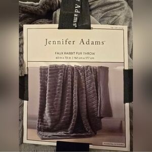 Gray Faux Rabbit Fur Throw